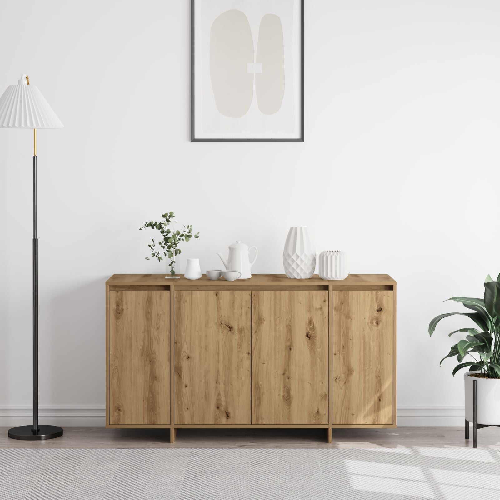 Eiken Dressoir Artisan Eiken Hout Composiet 135 X 41 X 75 Cm