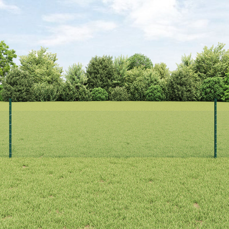 Hekpalen 5 Stuks U-Kanaal Groen 60 Cm Staal,  Hexagon Hek Groen 0,5X10 M Staal