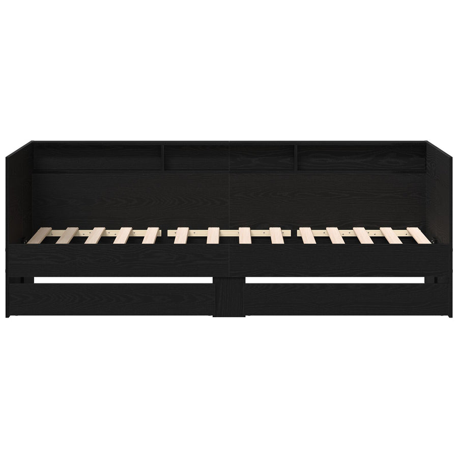 Zwart Eiken Ladebed Met Lades Zwart Eiken Bewerkt Hout 90 X 200 Cm
