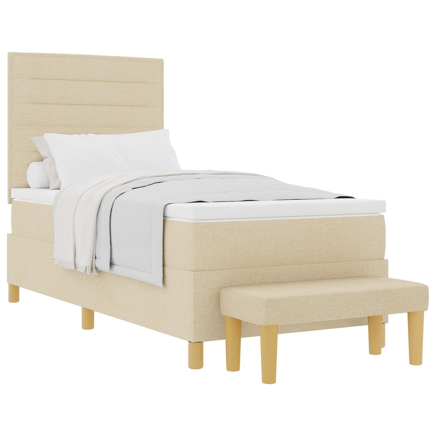 Boxspringbed Met Matras En Bank Stof Crème 100 x 200 cm Lijnontwerp