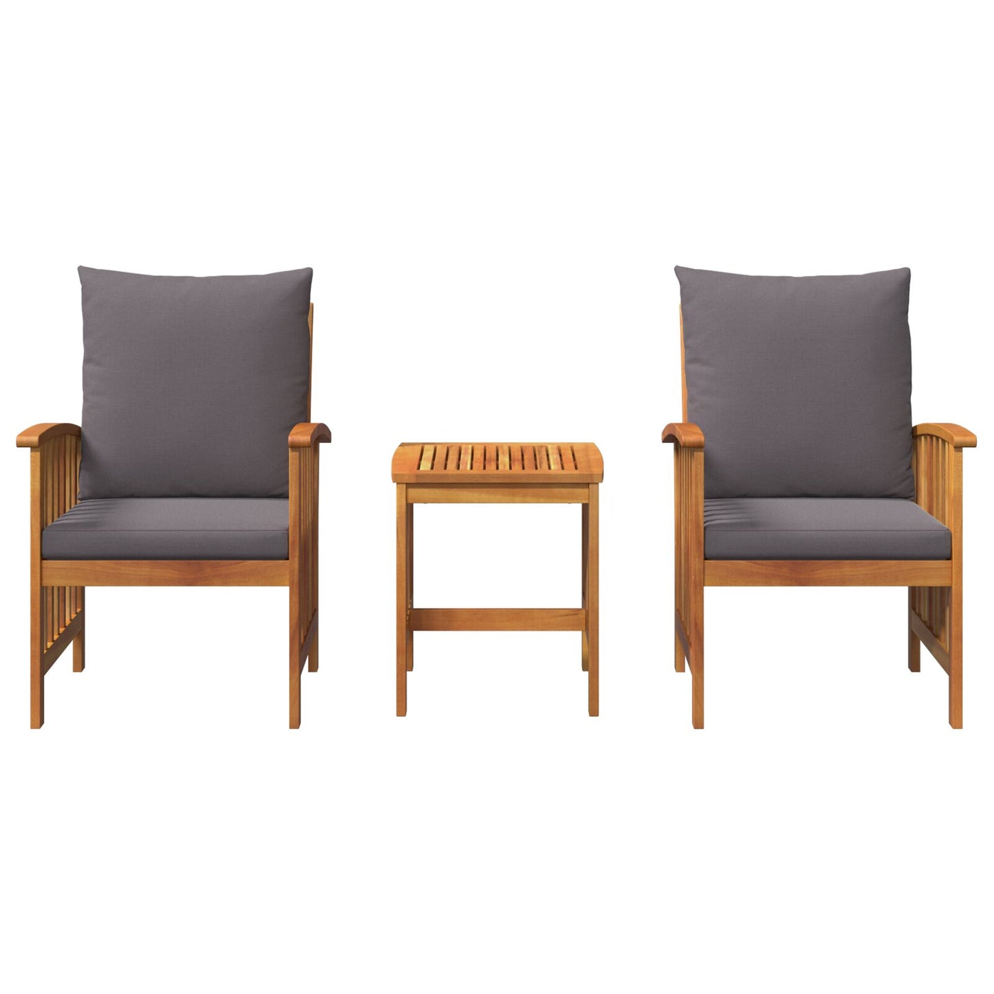 3-Delige Tuin Lounge Set Met Kussens Van Massief Acaciahout Grijs Set met 2 fauteuils en een tafel