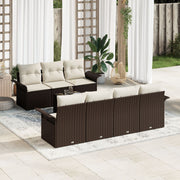 Loungeset poly rattan 8-delig bruin