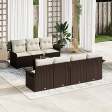 8-Delige Tuin Sofa Set Met Kussens Bruin Poly Rattan