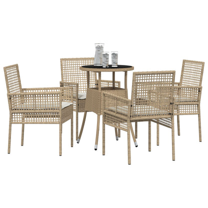 5-Delige Tuindining Set Beige Poly Rattan