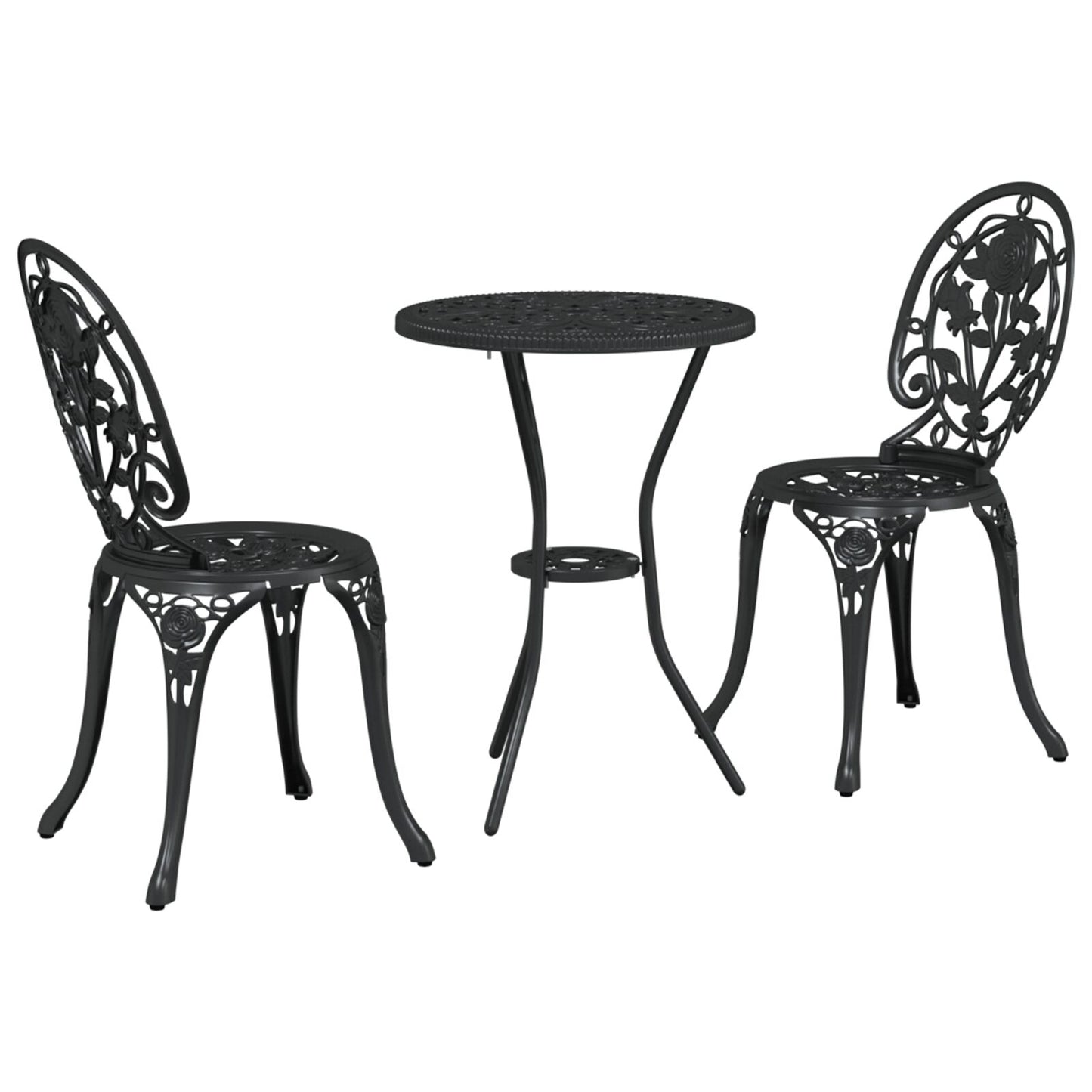 3-Delig Tuin Bistro Set Giet铝 Zwart