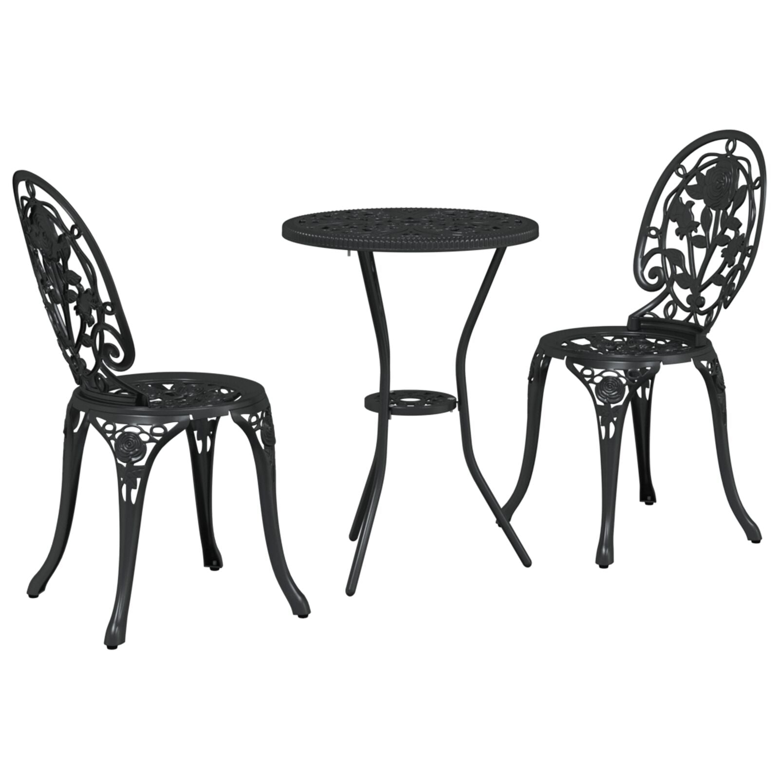3-Delig Tuin Bistro Set Giet铝 Zwart