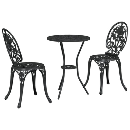 3-Delig Tuin Bistro Set Giet铝 Zwart