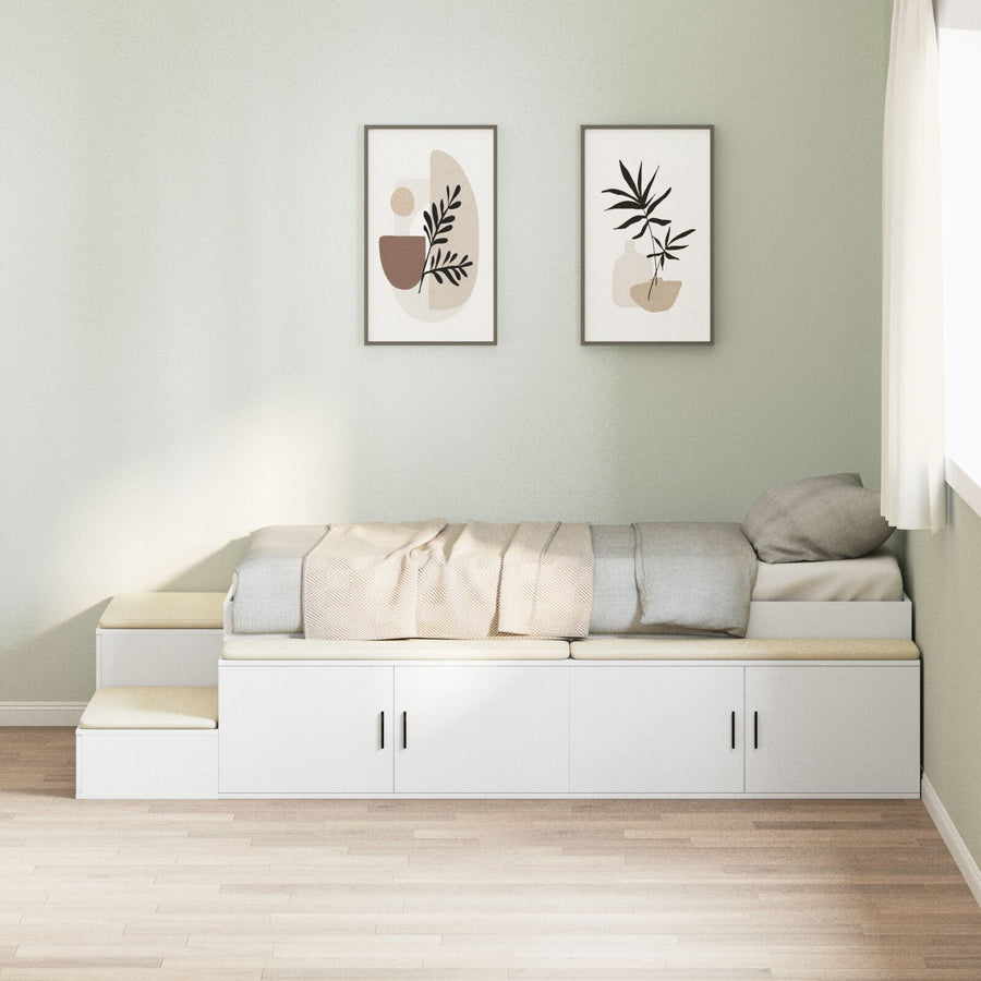 Opbergbedframe Wit 75X190 Cm Artisanaal Eiken