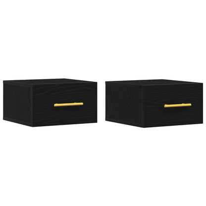 Nachtkastjes 2 Stuks Wandgemonteerd Zwart Eiken 35X35X20 Cm Zwart Eiken