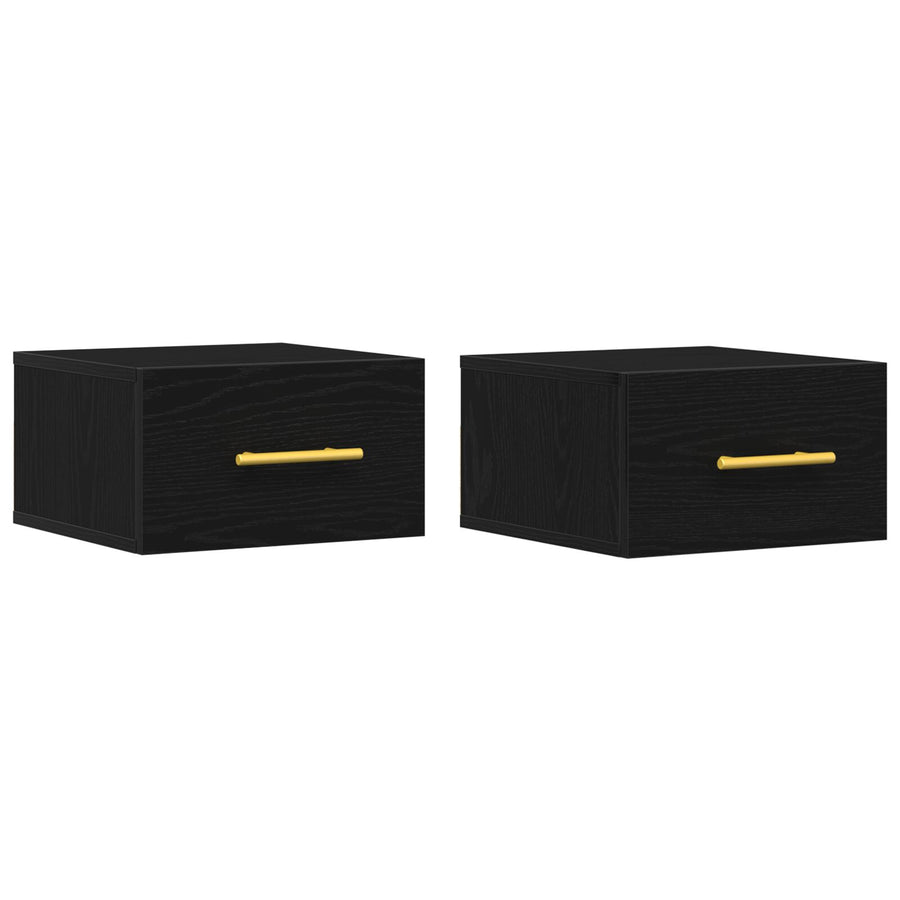 Nachtkastjes 2 Stuks Wandgemonteerd Zwart Eiken 35X35X20 Cm Zwart Eiken