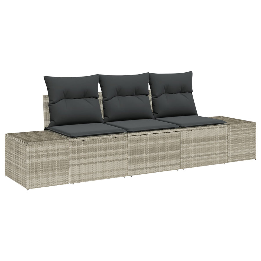 3 Delige Tuin Sofa Set Met Kussens Licht Grijs Poly Rattan