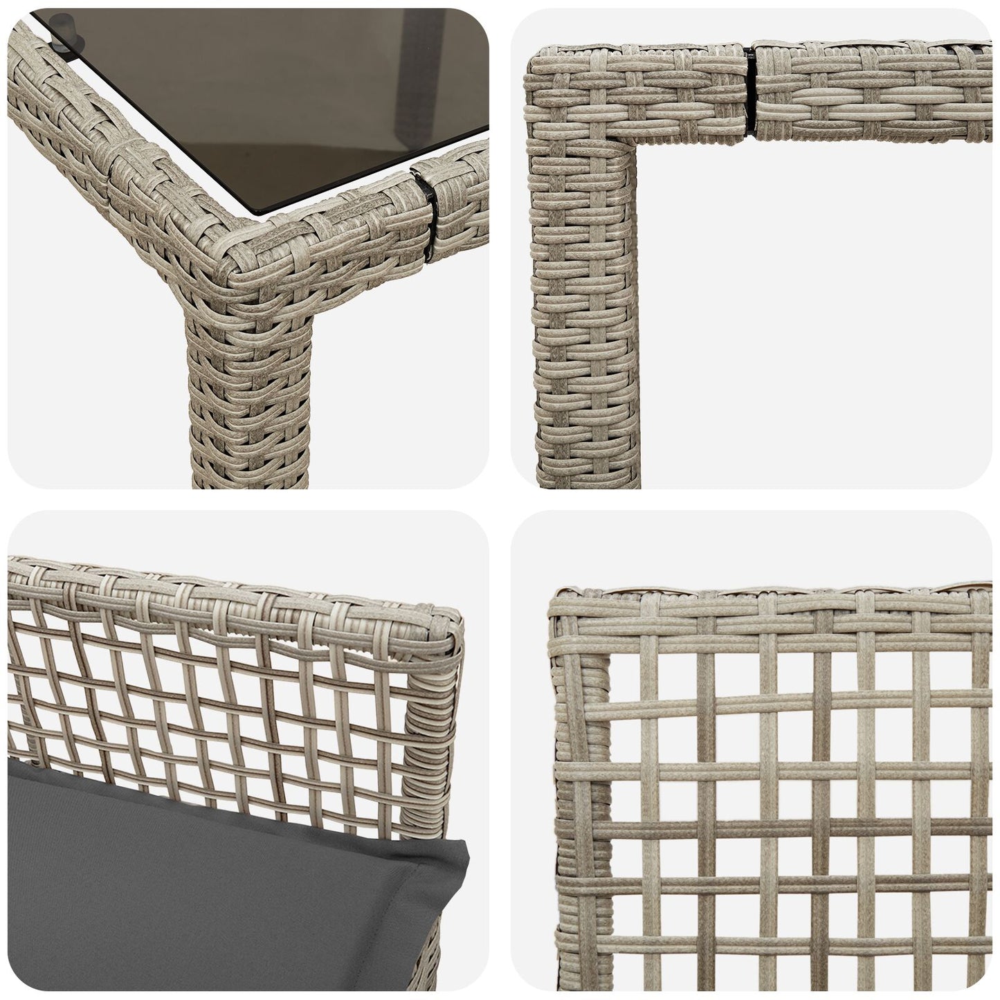 9-Delige Tuin Eetset Lichtgrijs Poly Rattan
