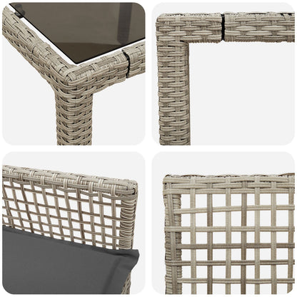 9-Delige Tuin Eetset Lichtgrijs Poly Rattan