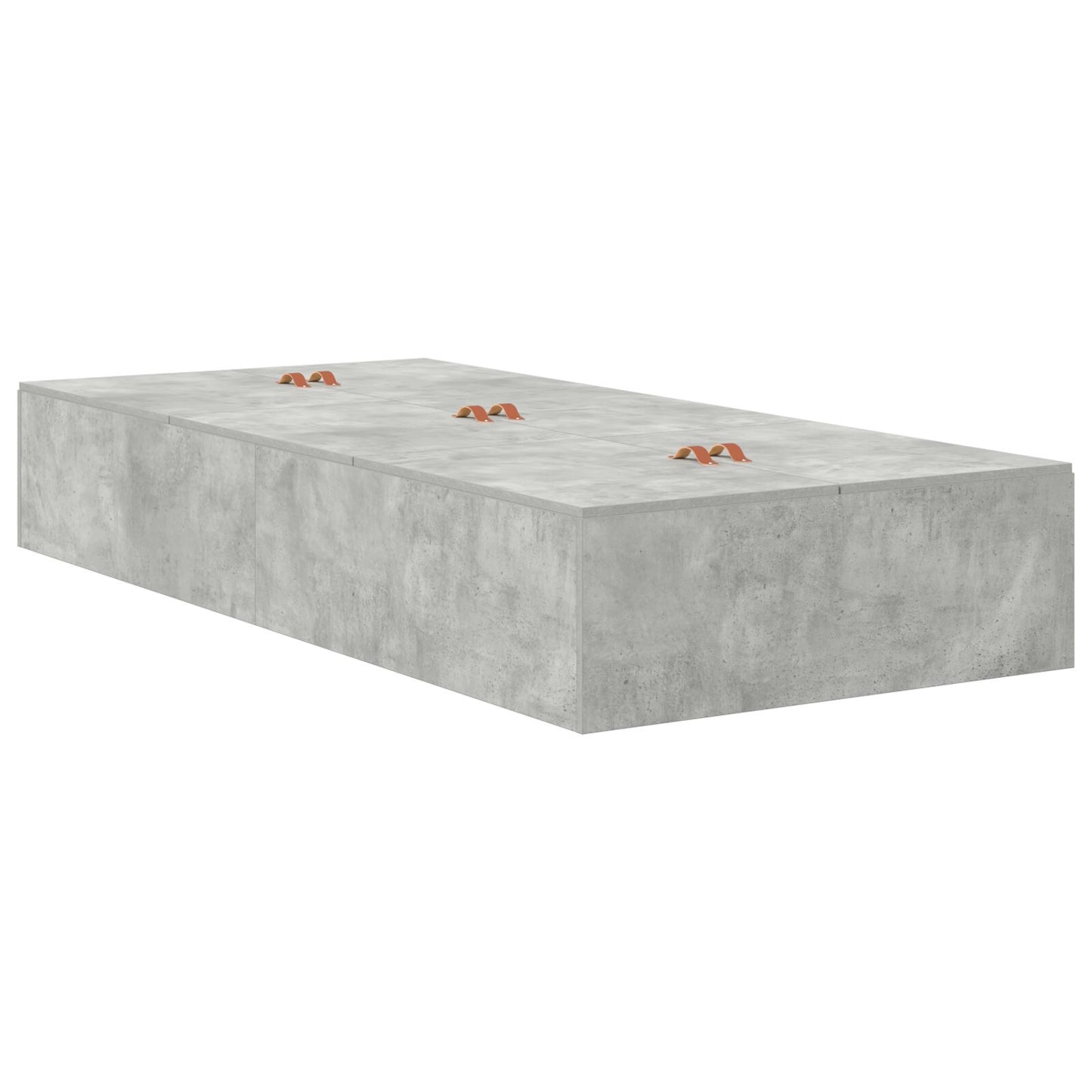 Opbergbedframe Beton Grijs Bewerkt Hout 236.5 X 100 X 31.5 Cm Artisanaal Eiken