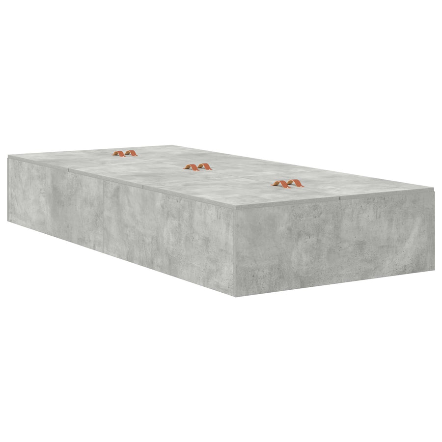 Opbergbedframe Beton Grijs Bewerkt Hout 236.5 X 100 X 31.5 Cm Artisanaal Eiken