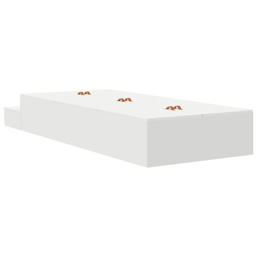 Opbergbedframe Wit Bewerkt Hout 80 X 200 Cm Opslag Artisanaal Eiken