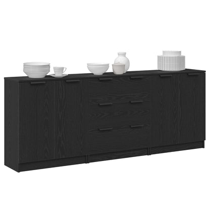 3-Delige Sideboards Engineered Wood Zwart eiken