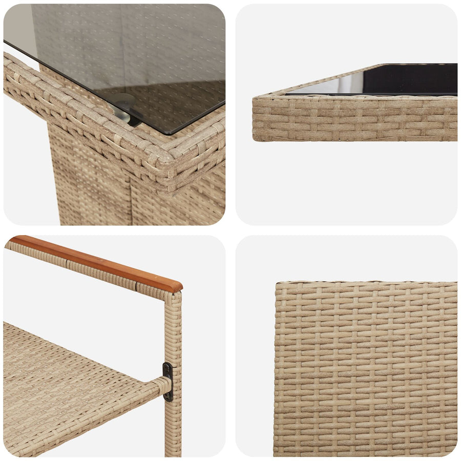 9-Delige Tuin Eetset Beige Poly Rattan Wit