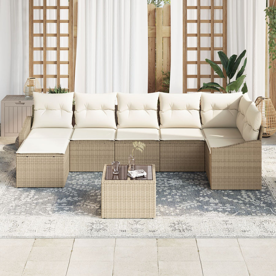 8-Delige Tuindining Set Met Kussens Bruin Poly Rattan