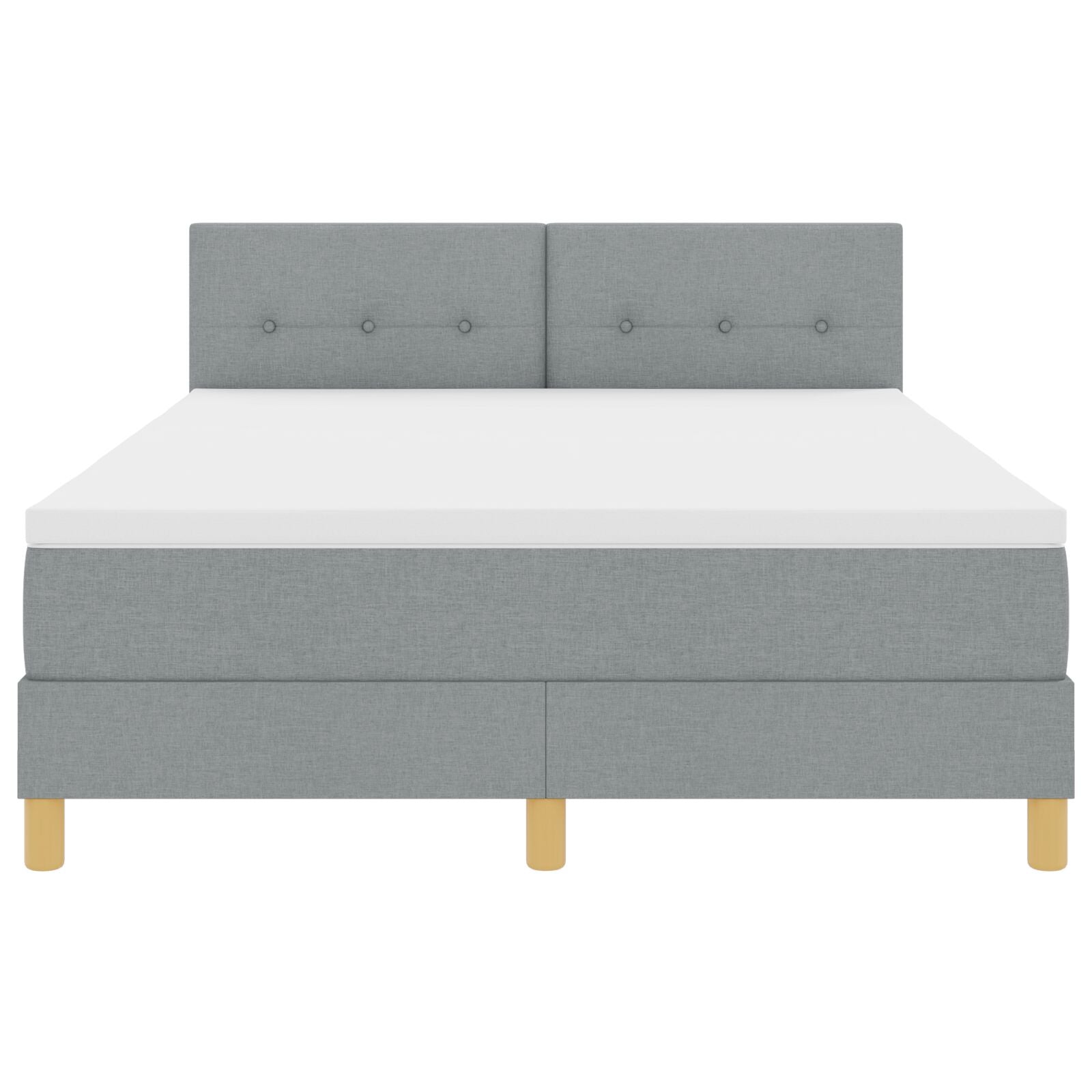 Boxspring Bed Met Matras Stof Lichtgrijs 160 x 200 cm Knopen tufted