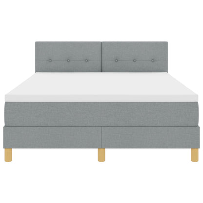 Boxspring Bed Met Matras Stof Lichtgrijs 160 x 200 cm Knopen tufted