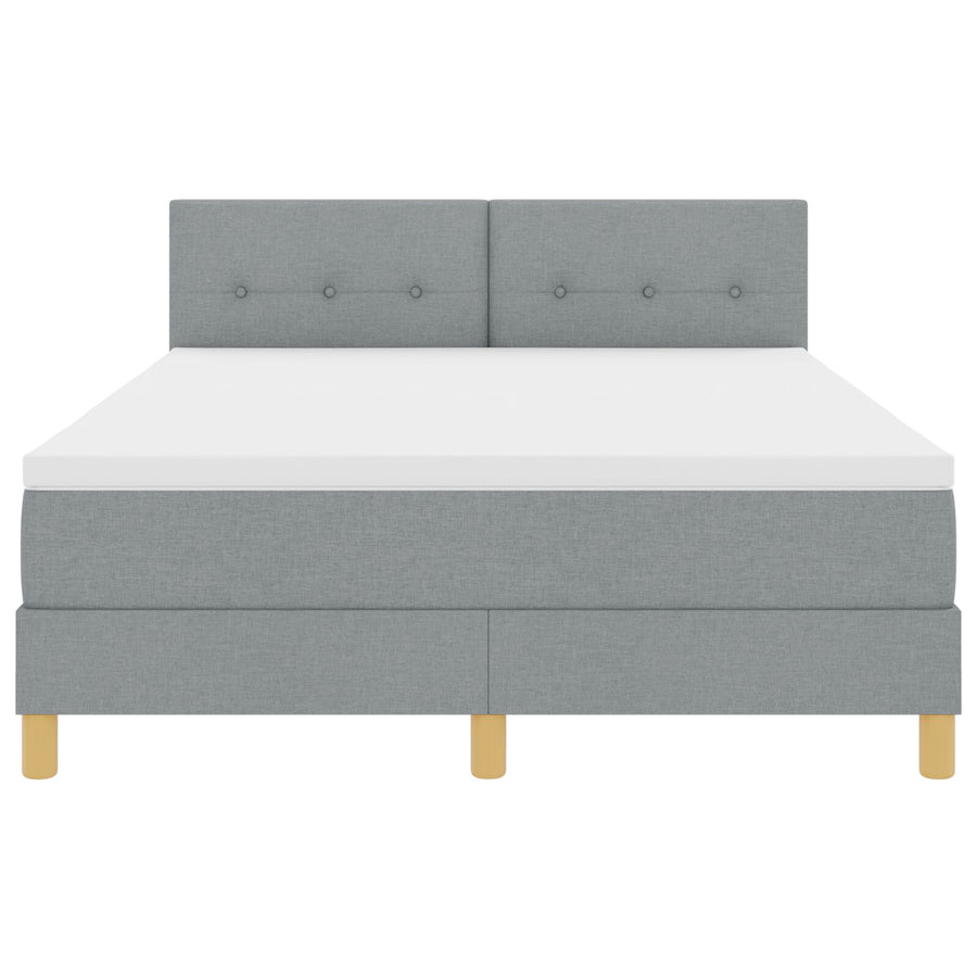Boxspring Bed Met Matras Stof Lichtgrijs 160 x 200 cm Knopen tufted