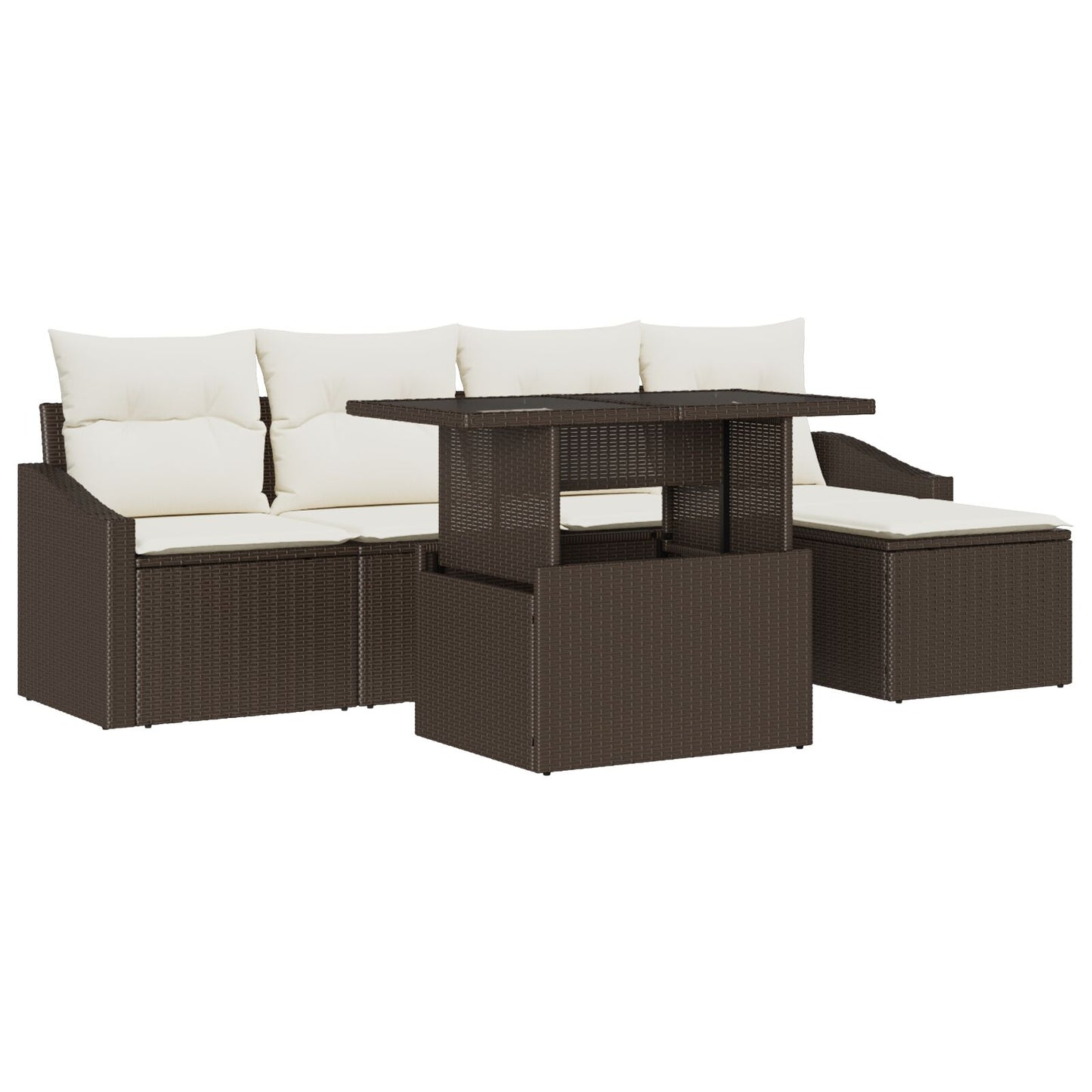 Tuin Sofa Set Set Van 6 Bruin Poly Riet Tuin Sofa Set