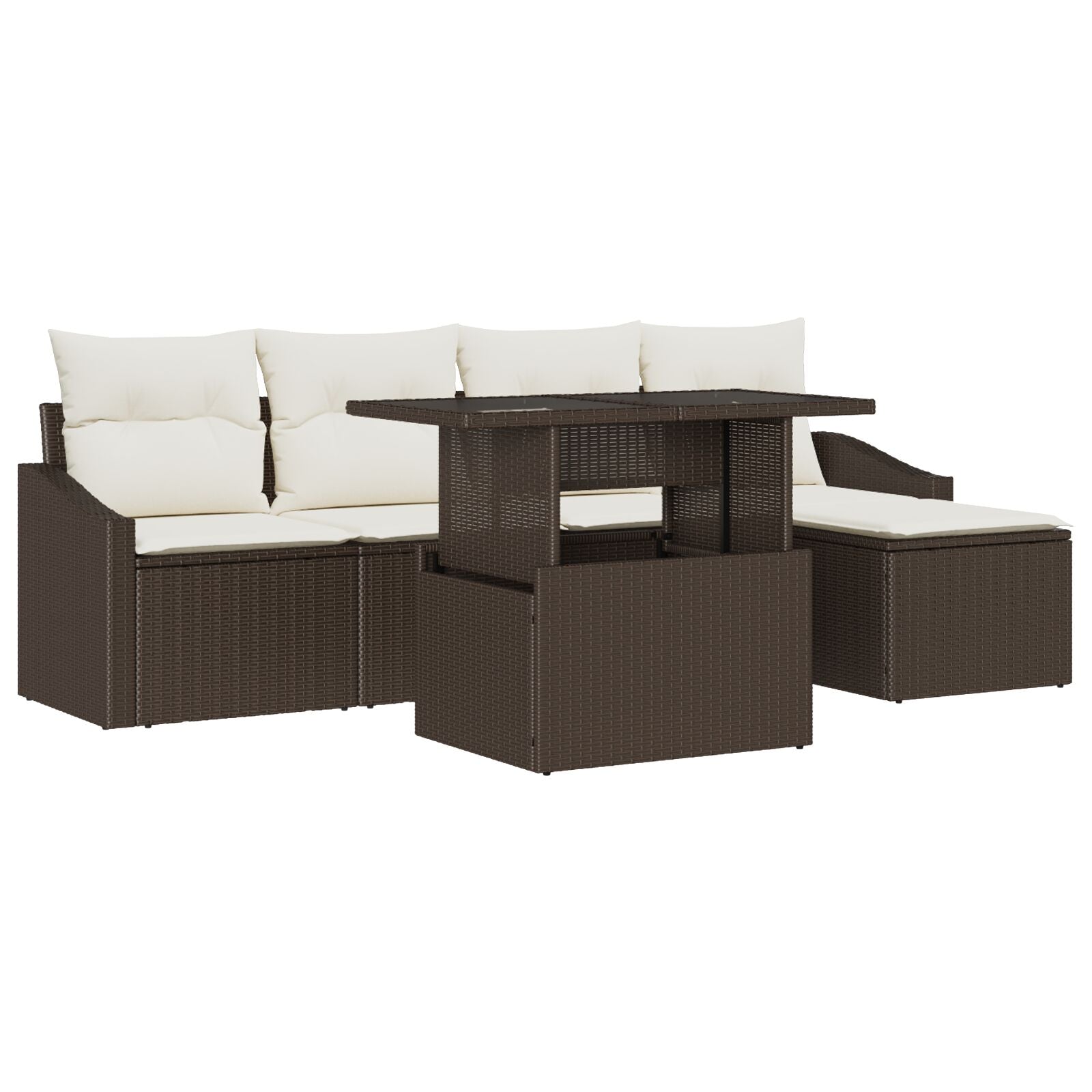 Tuin Sofa Set Set Van 6 Bruin Poly Riet Tuin Sofa Set