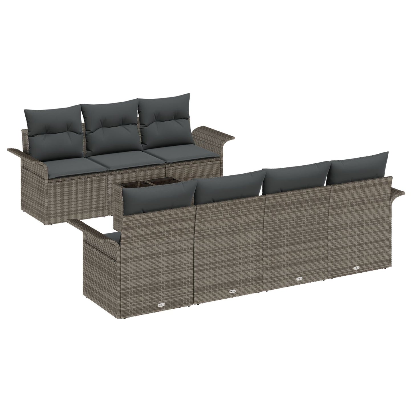 8-Delige Tuin Sofa Set Met Kussens Grijs Poly Rattan