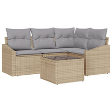 Tuin Sofa Set Set Van 5 Beige Rattan Tuin Eetset Rechthoekig