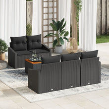 6-Delige Tuinbank Set Met Kussens Zwart Poly Rattan Acacia