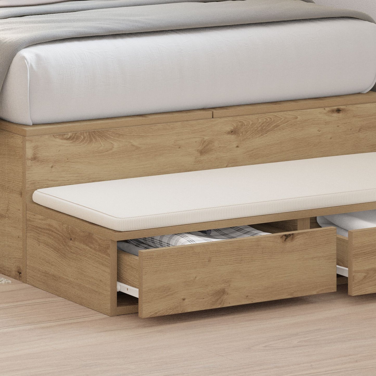 Bedladen 90X36,5X16,5 Cm Behandeld Hout Artisan eiken 90 x 36.5 x 16.5 cm