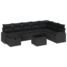 9-Delige Tuin Sofa Set Met Kussens Zwart Poly Rattan