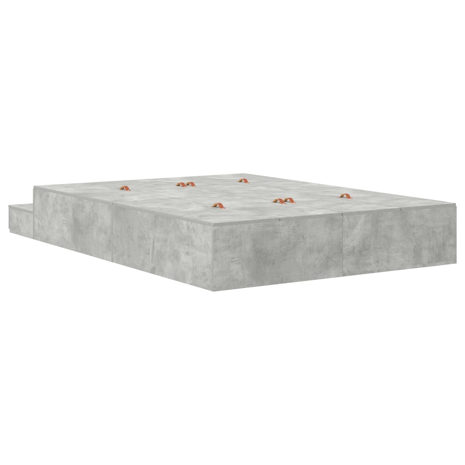 Opslagbedframe Beton Grijs Bewerkt Hout 160 X 200 Cm Opslag Artisanaal Eiken