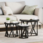 Nestable Side Table 3 pcs Black Oak Engineered Wood and Steel
