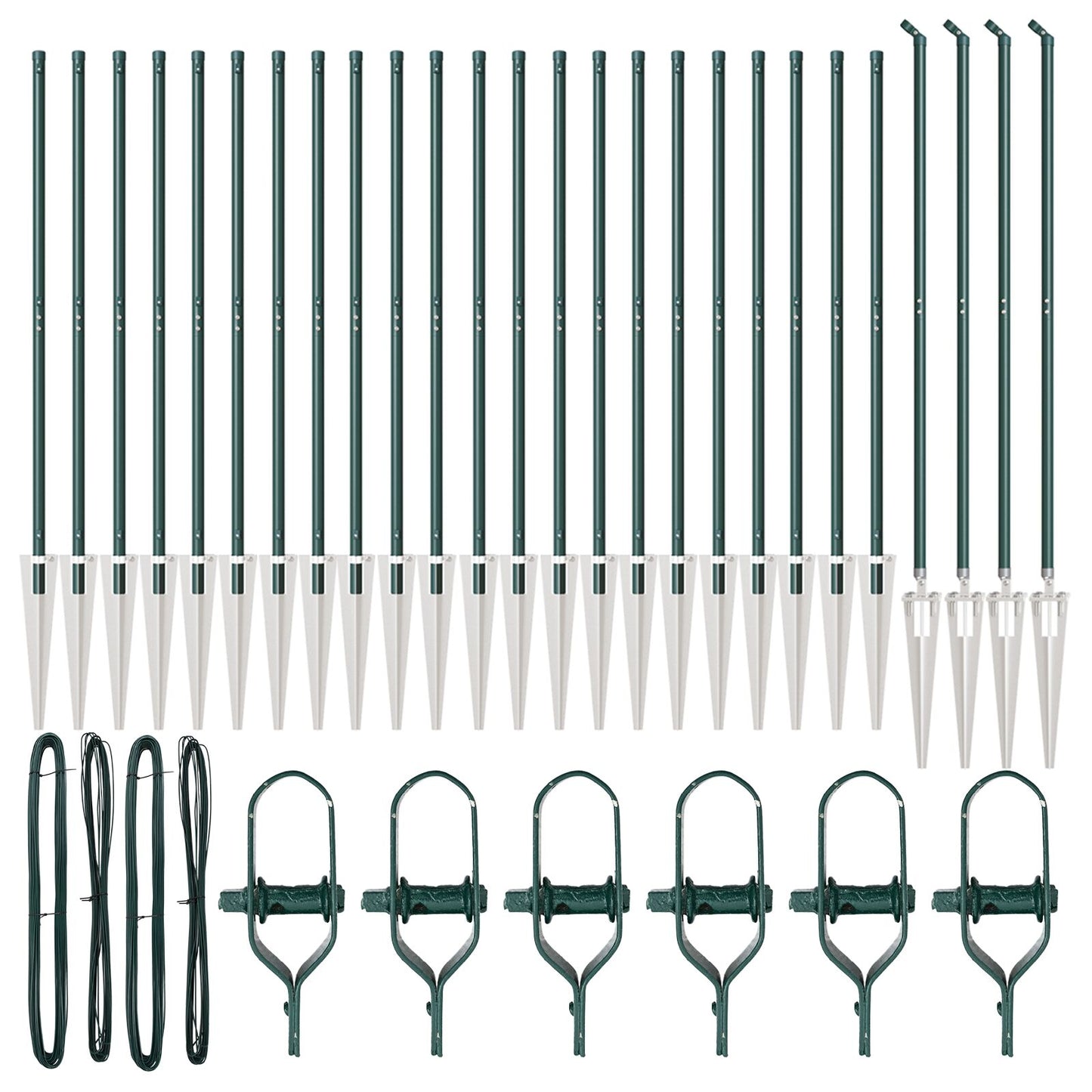 Tuinstaken Met Spijker 26 Stuks Ø32 Mm Gegalvaniseerd Staal Groen 140 cm 26x spike post