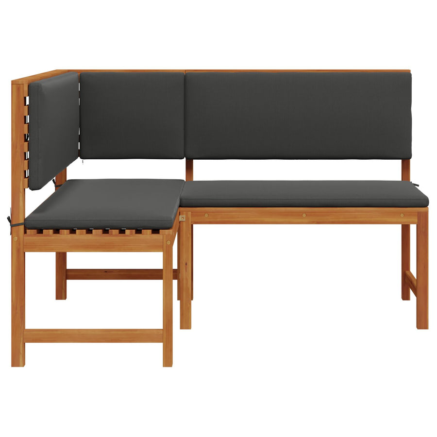 Hoekbank Voor In De Tuin Met Kussens 140X100X91 Cm Massief Acaciahout Anthraciet L-vormige bank