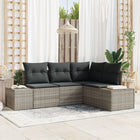 Tuinbankenset 4-delig lichtgrijs polyrattan