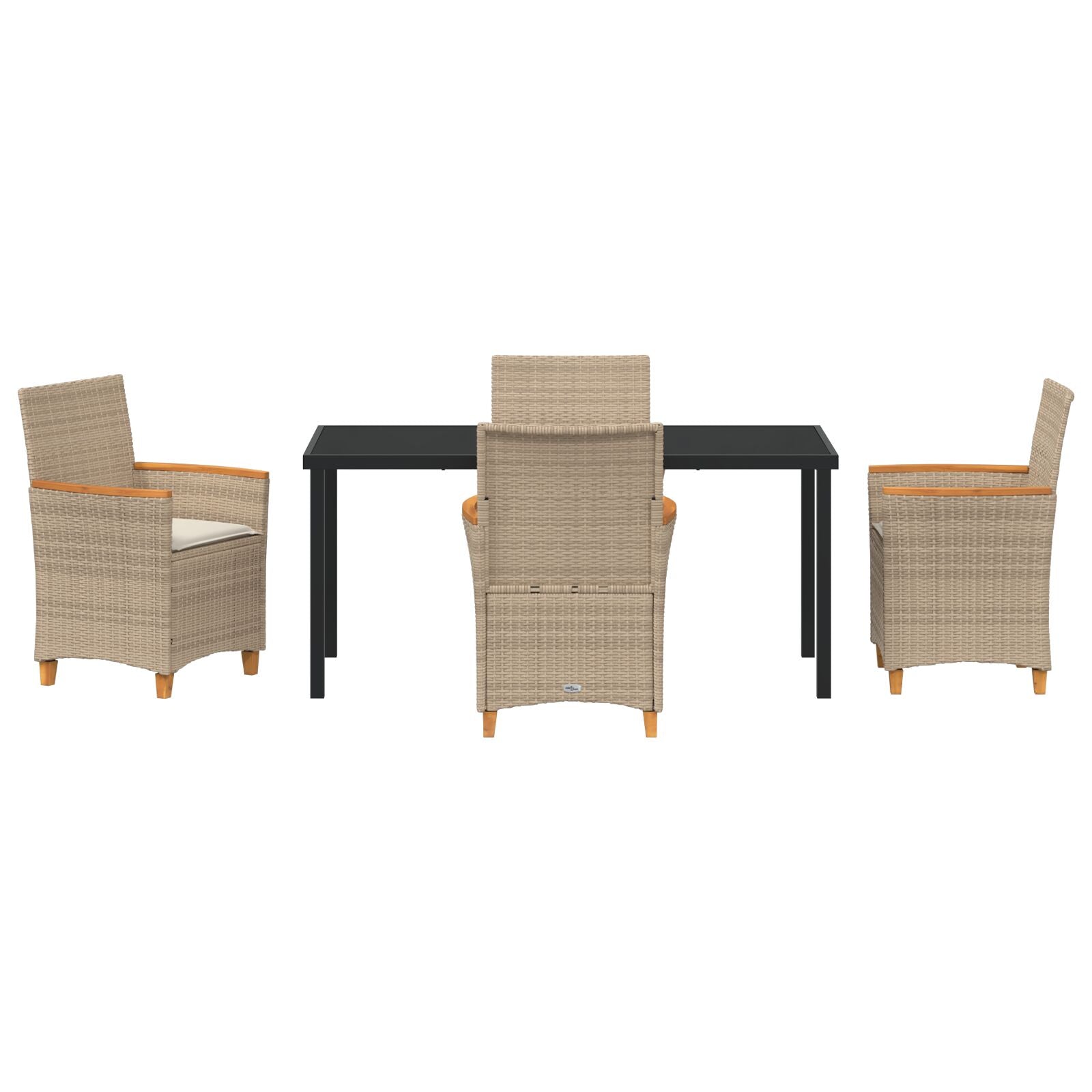 5-Delige Tuin Eetset Met Kussens Beige Poly Rattan