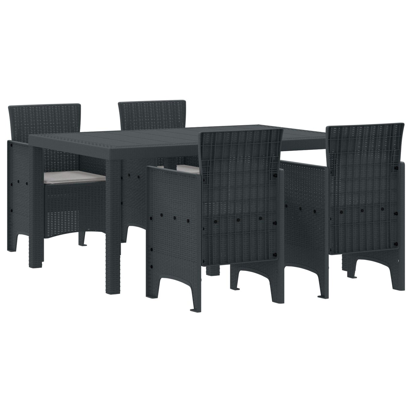 5 Delige Tuin Eetset Met Kussens Antraciet Poly Riet