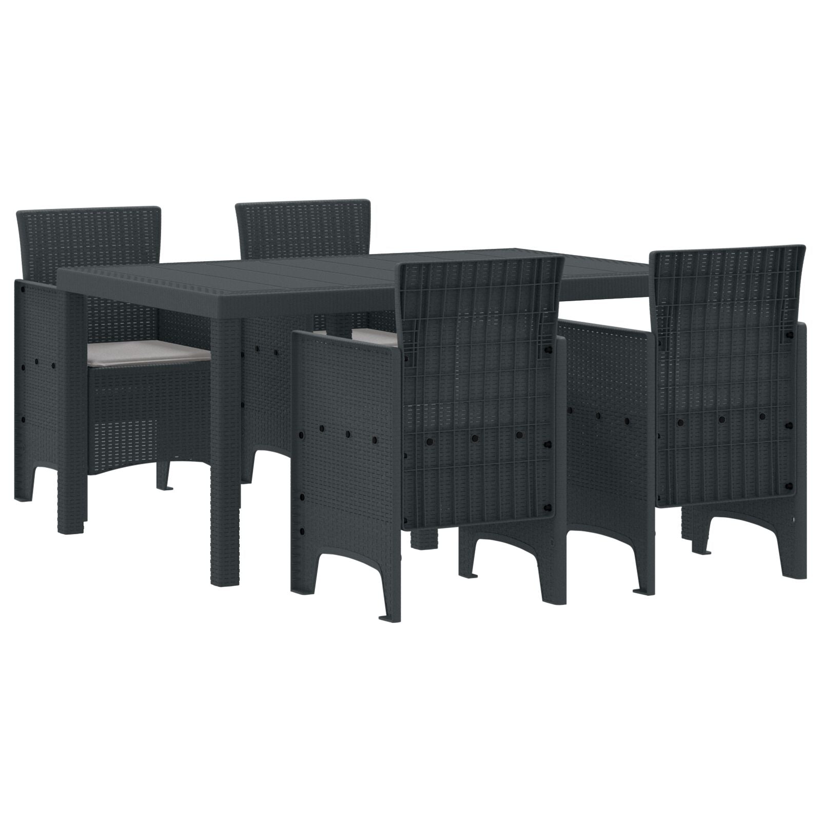 5 Delige Tuin Eetset Met Kussens Antraciet Poly Riet