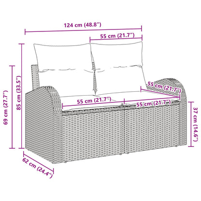 2-Zits Tuin Sofa Met Kussens Poly Rattan Bruin en crème geen opslag