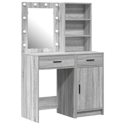 2-Delige Kaptafel Set Met Led Grijs Sonoma Hout