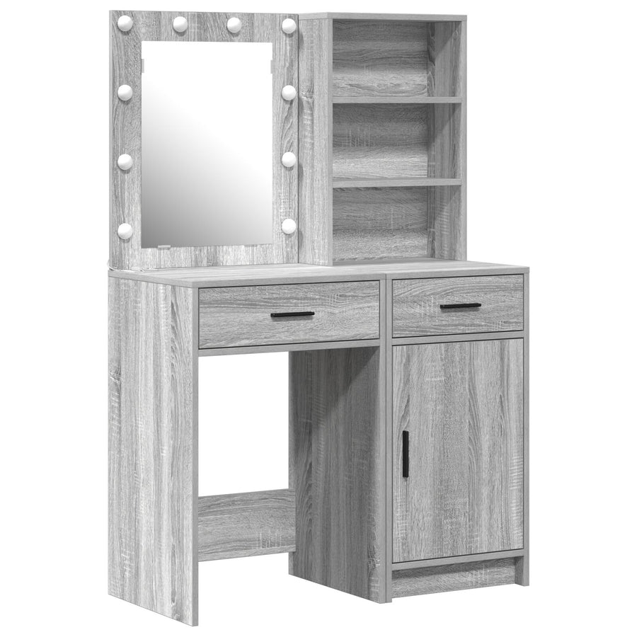 2-Delige Kaptafel Set Met Led Grijs Sonoma Hout