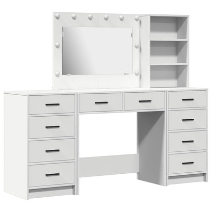 3-Delige Kaptafelset Met Led Wit Hout