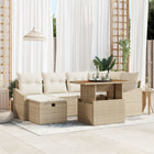 Garden Sofa Set 7 pcs Beige poly rattan