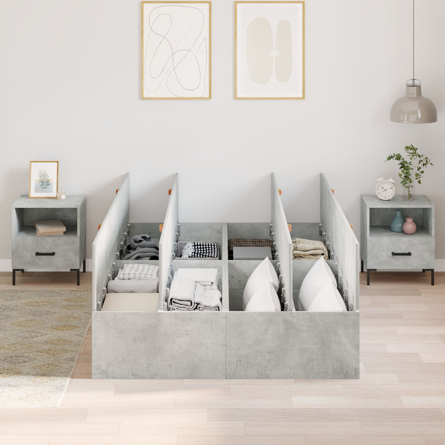 Opbergbedframe Beton Grijs 120 x 190 cm