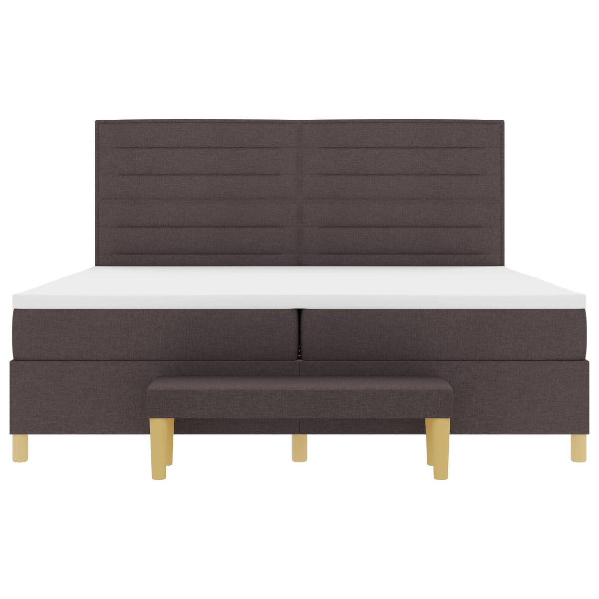 Boxspring Bed Met Matras & Bank Stof Donkerbruin 200 x 200 cm Lijnen ontwerp