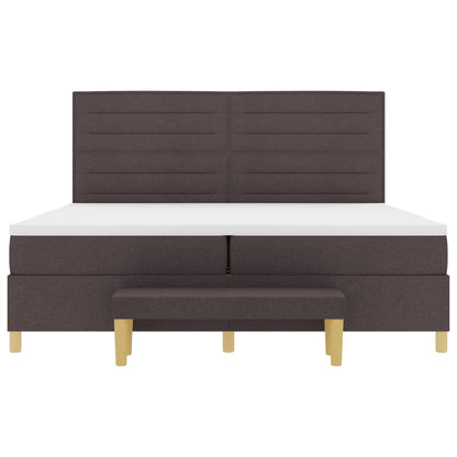 Boxspring Bed Met Matras & Bank Stof Donkerbruin 200 x 200 cm Lijnen ontwerp