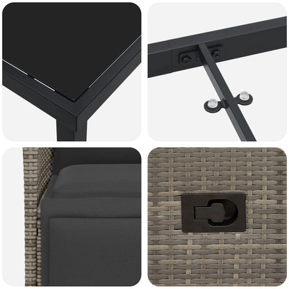 2-Delige Tuinset Met Kussens Grijs Poly Rattan